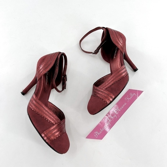 KIMEL  DESIGH STUDIO VERO CUOIO  LADIES SHOES HEELS SIZE 7 Burgundy Suede - Picture 10 of 12